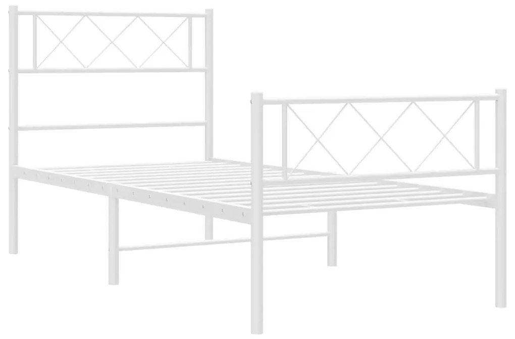 Estrutura de cama com cabeceira e pés 90x190 cm metal branco