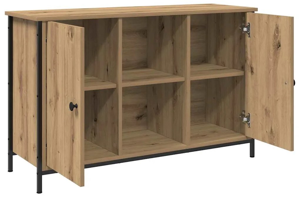 Armário de TV vidaXL Preto Carvalho 101x35x65 cm Madeira Ing. e Aço