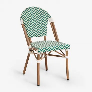 Cadeira De Jardim Empilhável Em Alumínio E Rattan Sintético Brielle Bistro Verde Couve - Gardénia Branco - Sklum