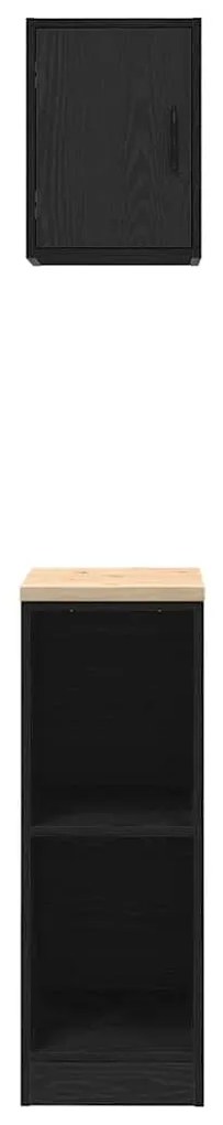 Armários de garagem 2 pcs derivados de madeira preto