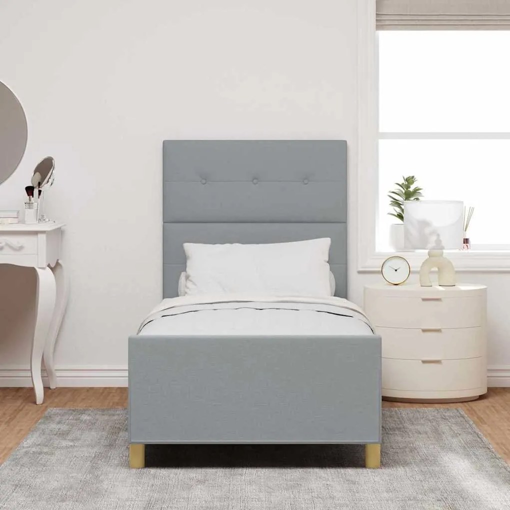Estrutura de Cama vidaXL Cinza Claro 100x200 cm em Tecido