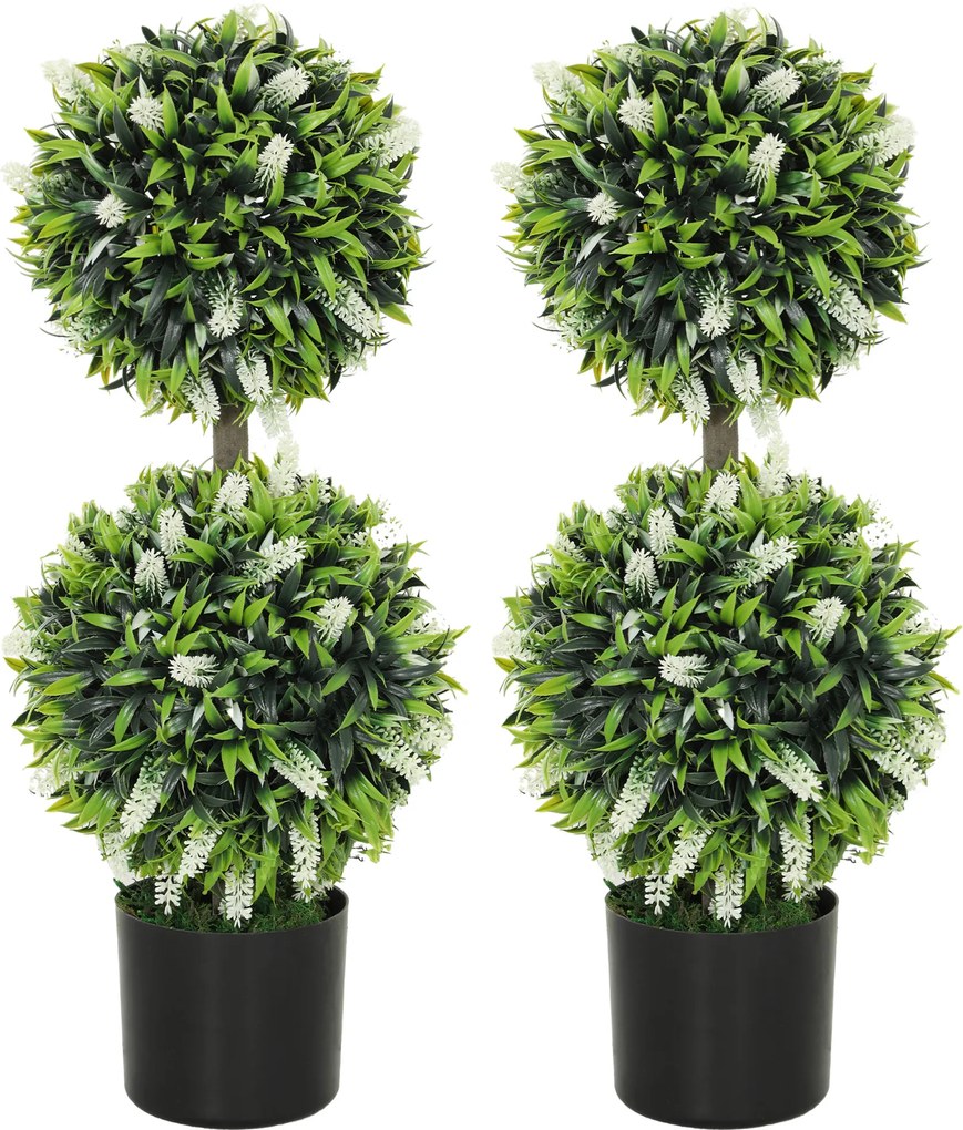 HOMCOM Conjunto de 2 Plantas Artificiais, planta artificial resistente aos UV em vaso, planta de 70 cm para sala de estar, jardim | Aosom Portugal