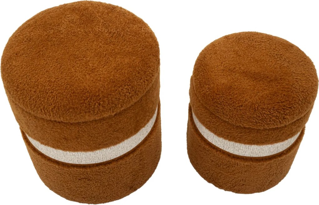 PUFE COM ARMAZENAMENTO SAINT-MORITZ 2 PEÇAS Ø 40X47-32X38 CM CASTANHO