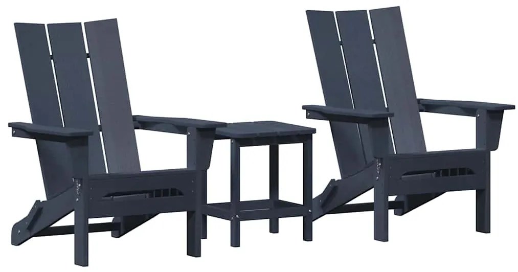 Conjunto de Lounge para Jardim vidaXL 3 Peças Azul-marinho HDPE