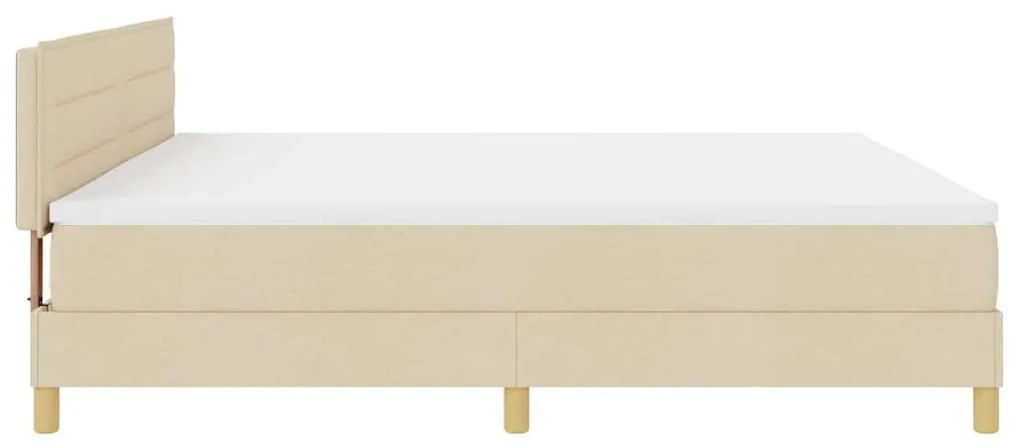 Cama Box Spring com Colchão &amp; LED Creme 200x200 cm Tecido