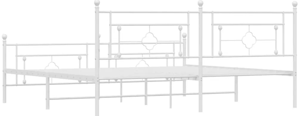 Estrutura de cama com cabeceira e pés 200x200 cm metal branco