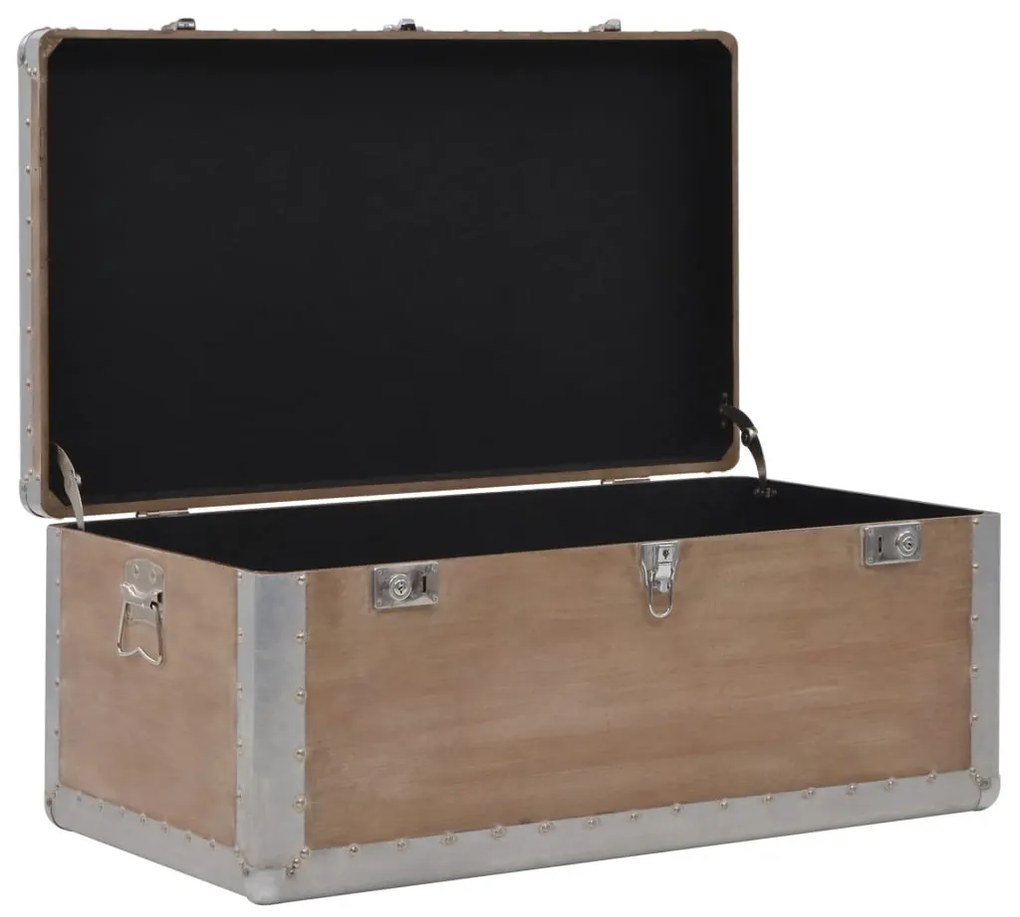 Caixa de arrumação madeira de abeto maciça 91x52x40 cm castanho