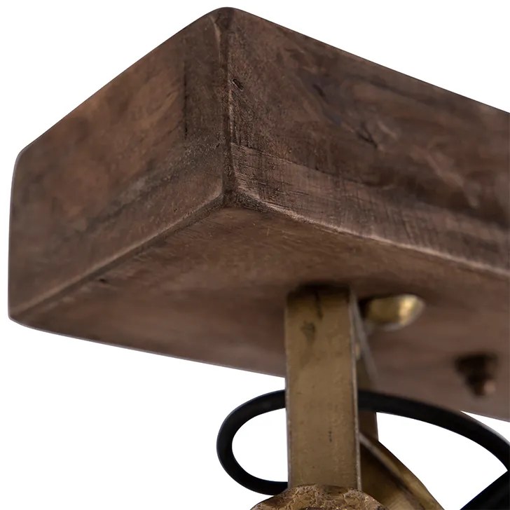 Candeeiro de teto bronze 2-luzes com madeira - Mangoes Industrial