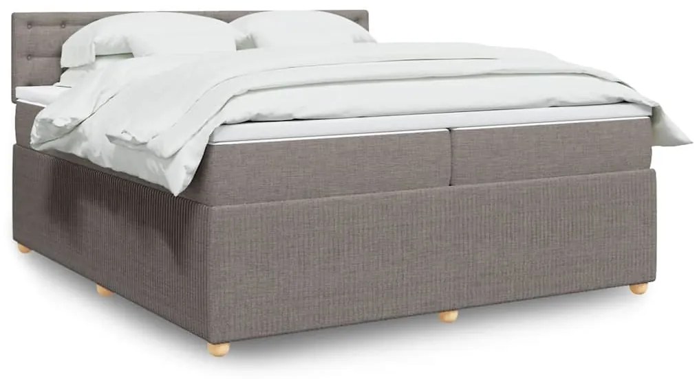 vidaXL Cama com molas/colchão 200x200 cm tecido castanho-acinzentado