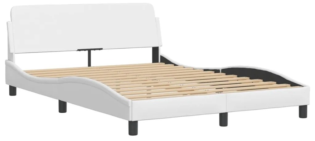 Estrutura cama c/ cabeceira couro artificial 140x190 cm branco