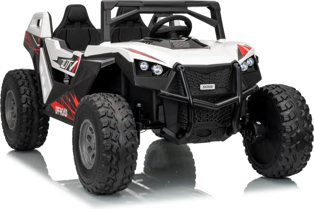 Buggy elétrico para Crianças 24V 2 Lugares RTR Monster Speed ​​4x4, Rodas Espuma EVA, assento couro ecológico Branco