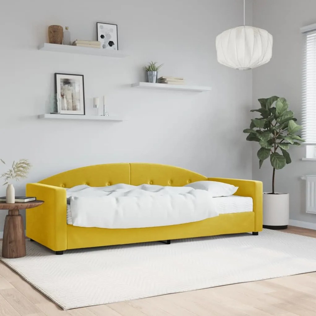 3197275 vidaXL Sofá-cama com colchão 80x200 cm veludo amarelo