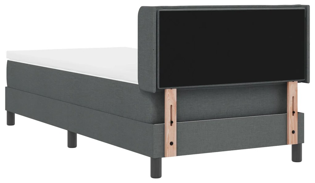 Cama Box vidaXL com Colchão Cinza Escuro 90x200 cm Tecido, Cabeceira c