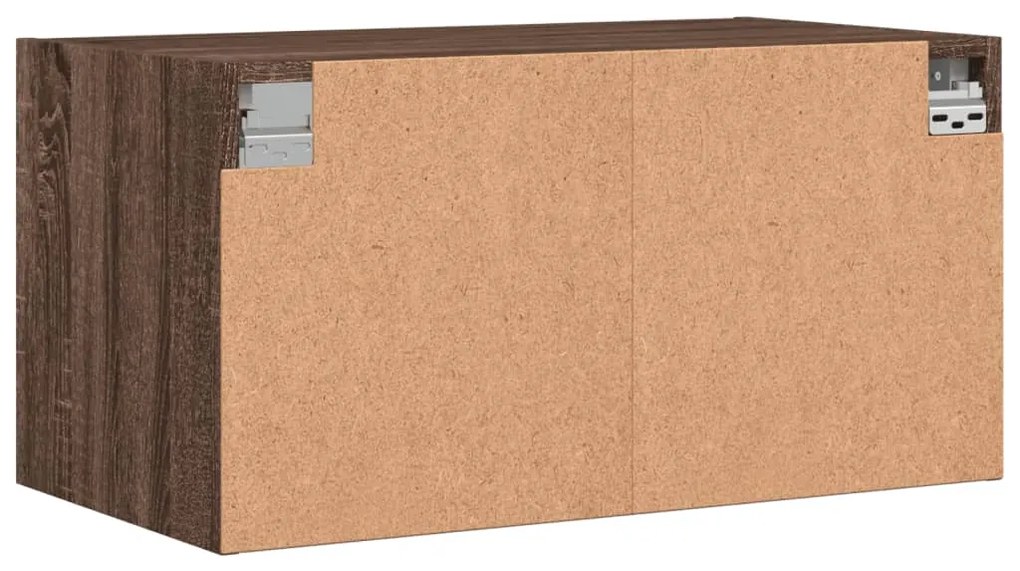 Armários de parede c/ portas vidro 2 pcs 68,5x37x35 cm castanho
