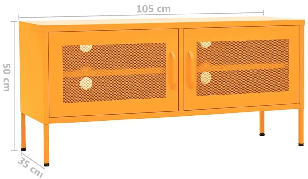 Móvel de TV aço 105x35x50 cm amarelo mostarda