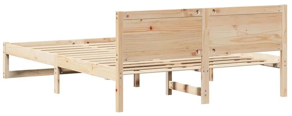Estrutura de Cama Natural Madeira de Pinho Maciça 140 x 200 cm