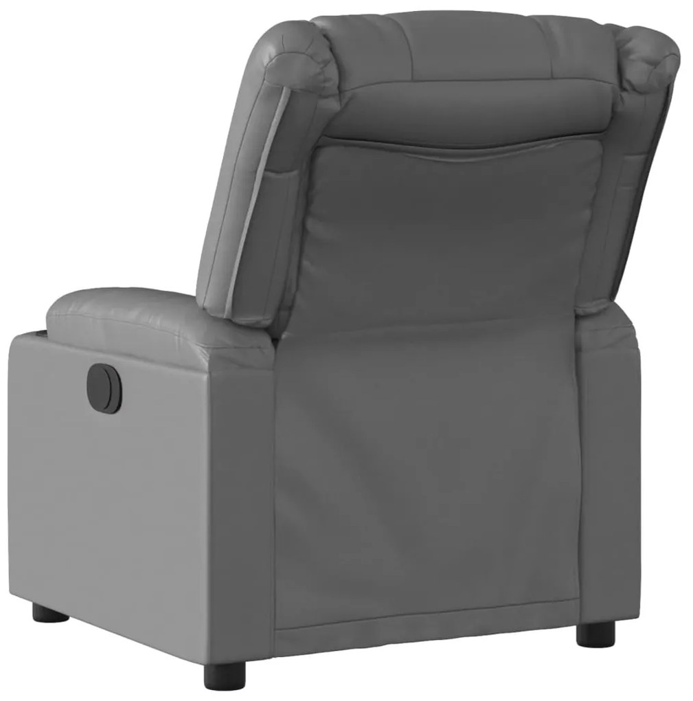 Poltrona reclinável elétrica couro artificial cinzento