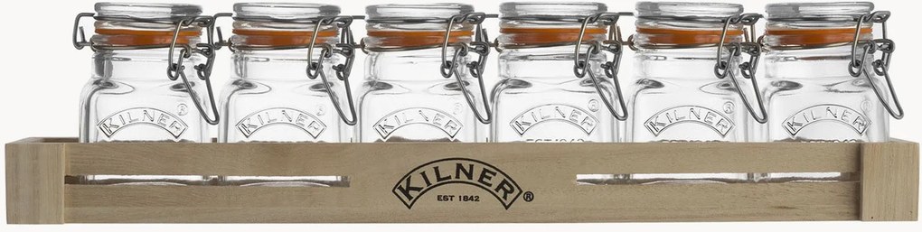 Conjunto de frascos para especiarias com caixa de madeira Kilner, conjunto de 20