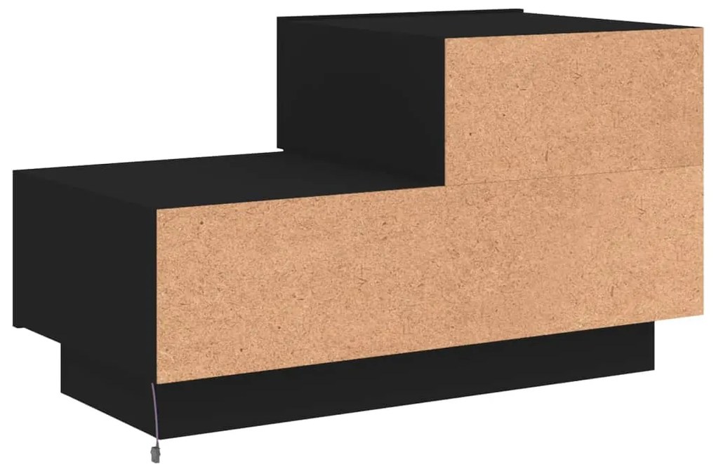 Mesa de cabeceira com luzes LED 70x36x40,5 cm preto