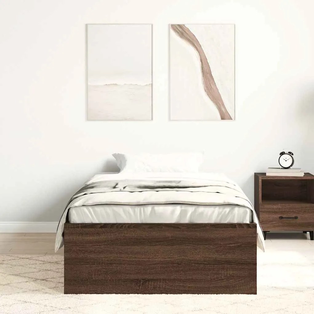 Estrutura de cama solteiro 75x190 cm carvalho castanho