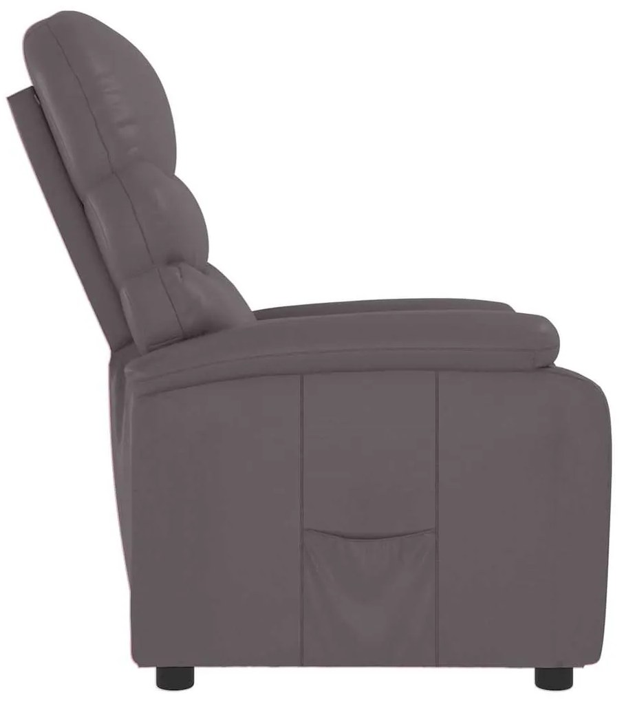 Poltrona reclinável couro artificial cinzento