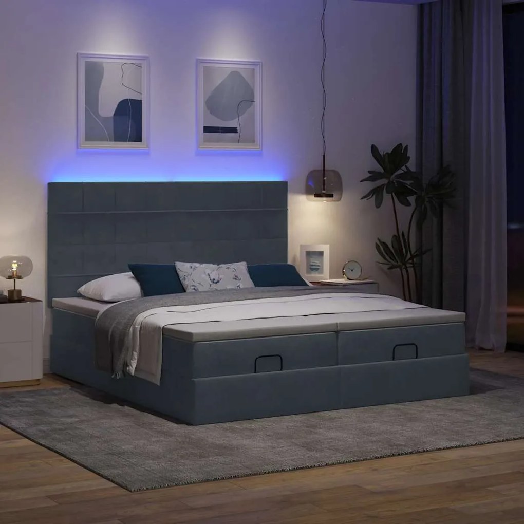 Estrutura cama otomana colchões 180x200 cm cinzento escuro
