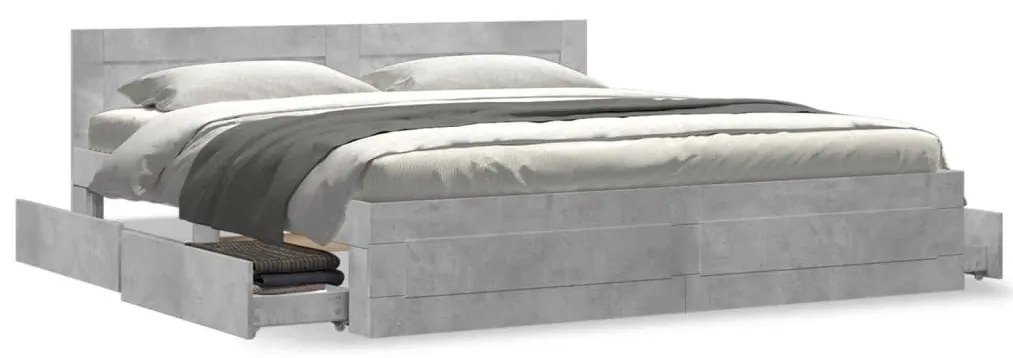 Estrutura de cama c/ cabeceira derivados madeira cinza-cimento