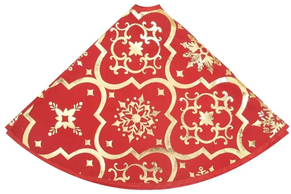 Saia de árvore de Natal luxuosa 150 cm com meia tecido vermelho