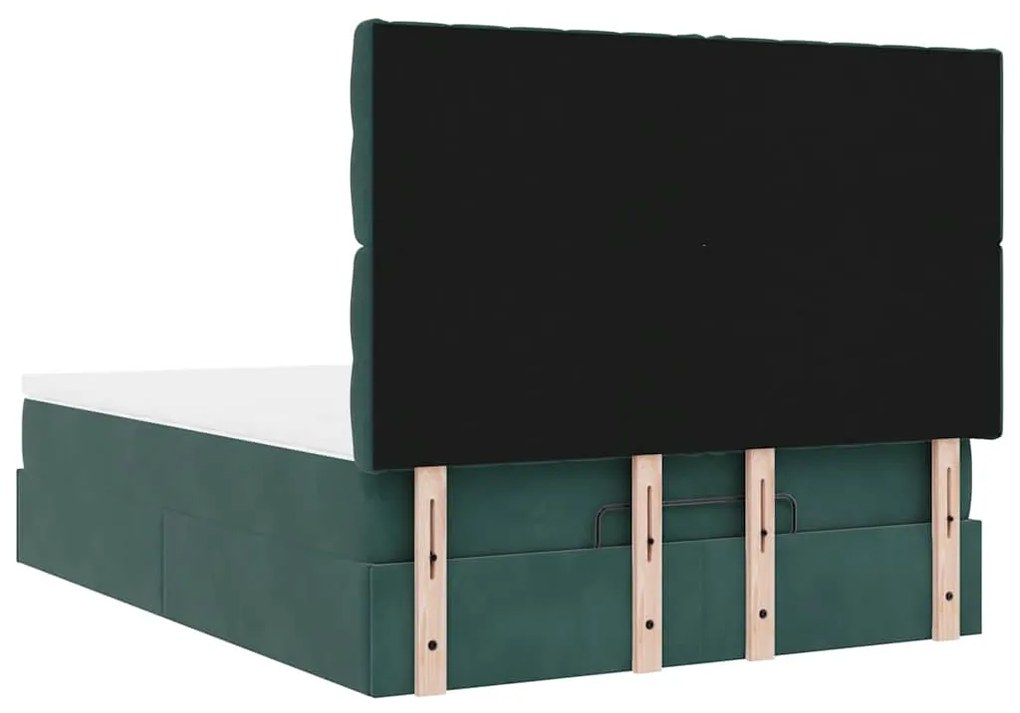 Estrutura cama otomana colchões 140x200 cm veludo verde escuro