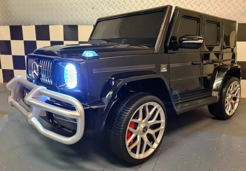 Carro Infantil Mercedes G63 2 lugares 12V,Pneus Borracha, Assento de couro preto metálico