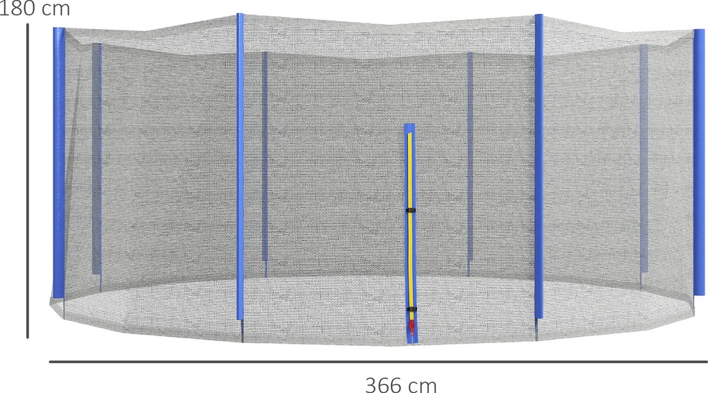 Rede de substituição para trampolins Ø 366 cm (NÂO INCLUIDO), 8 postes verticais, rede de segurança para trampolins, com abertura com fecho de correr