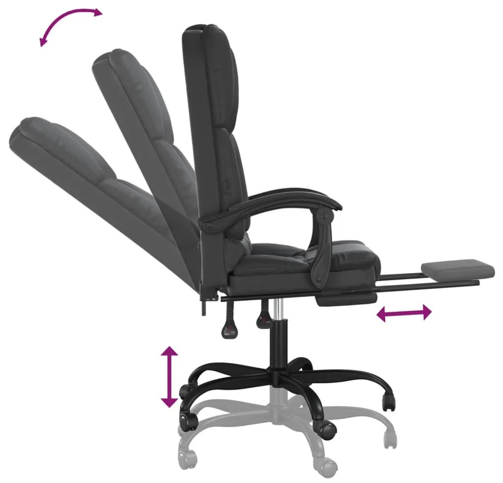 Cadeira escritório massagens reclinável couro artificial preto