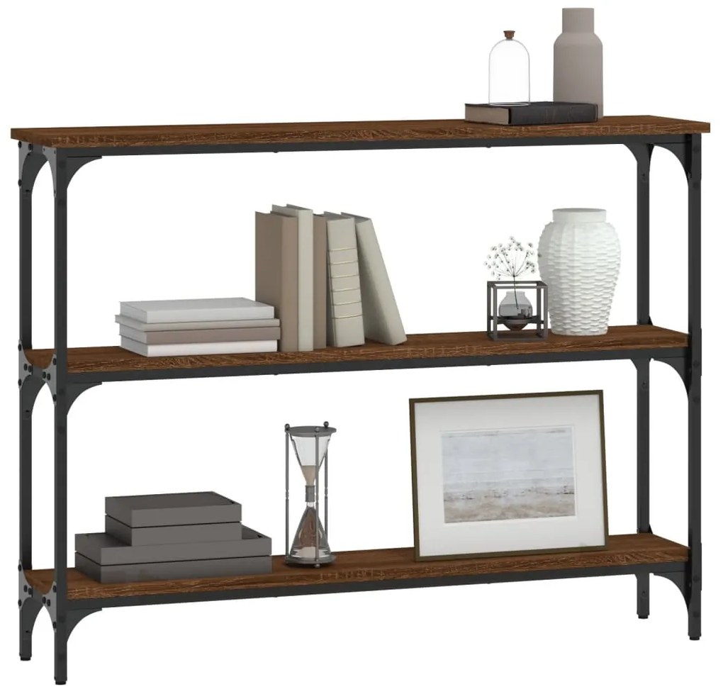 Mesa consola 100x22,5x75 cm derivados madeira carvalho castanho