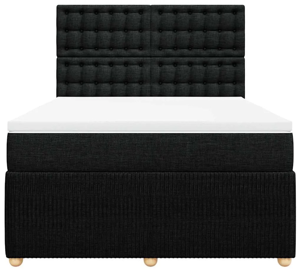 Cama com molas/colchão 140x200 cm tecido preto