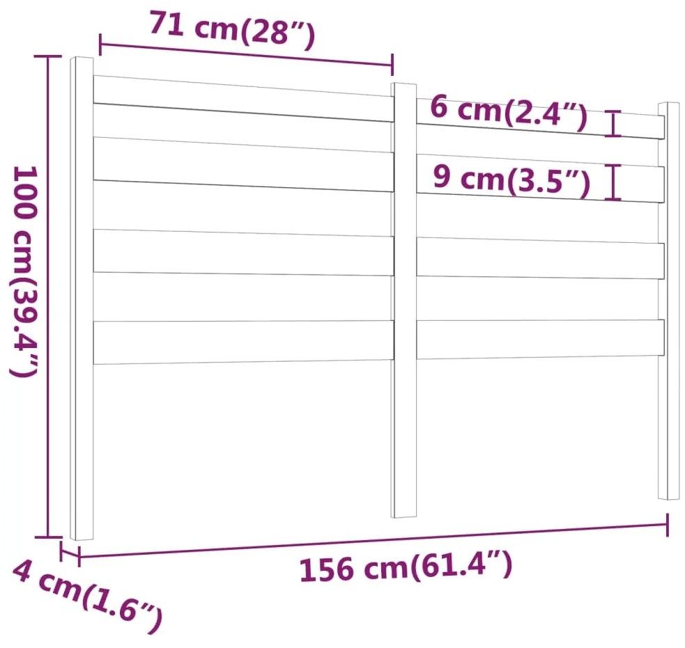 Cabeceira de cama 156x4x100 cm pinho maciço castanho mel