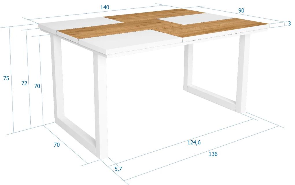 Mesa de sala de jantar | 6 pessoas | 140 | Robusto e estável graças à sua estrutura e pernas sólidas | Ideal para reuniões familiares | Oak e branco |