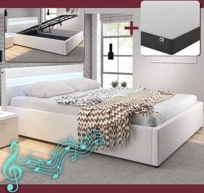 Cama Hidráulica com Arrumação e Sistema de Som "Barry" - 180x200 cm -