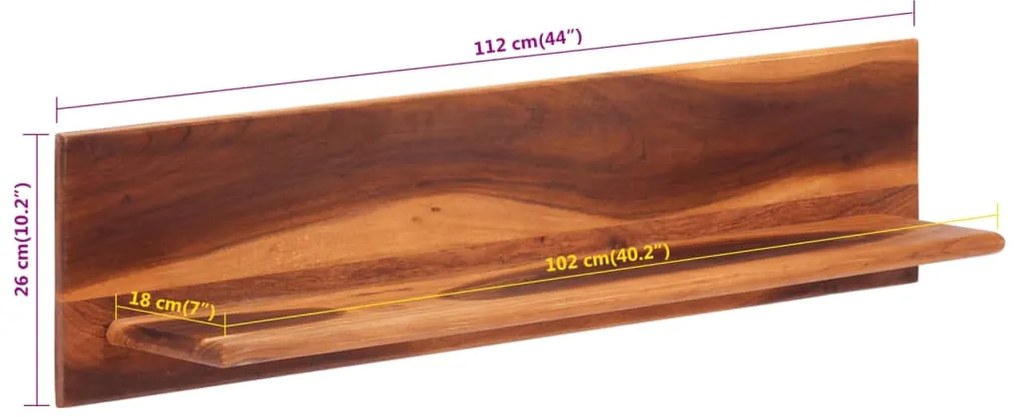 Prateleiras parede 2 pcs 112x20x26 cm madeira de acácia maciça