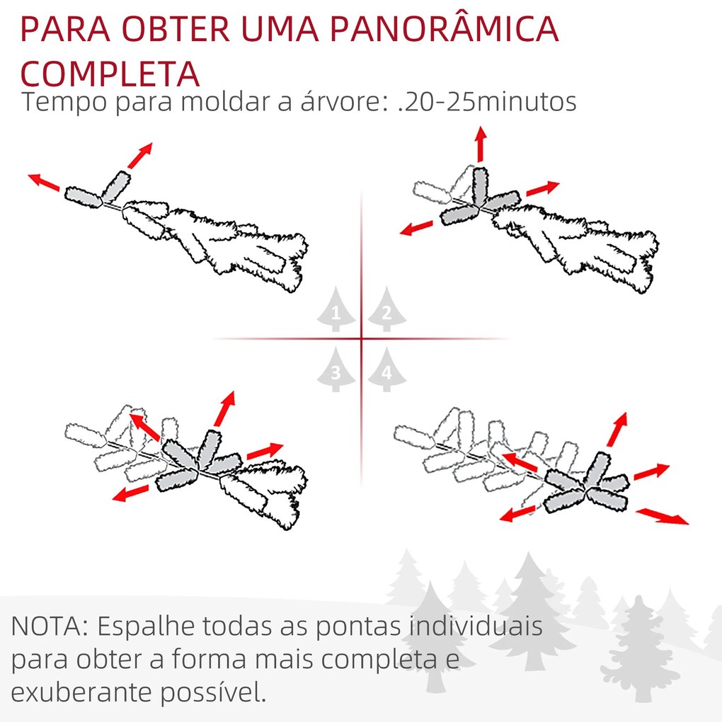 HOMCOM Árvore de Natal Artificial 195 cm Árvore de Natal com 556 Ramos