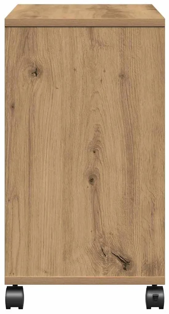 Mesa lateral vidaXL com rodas em Carvalho Artisan 50x30x55 cm de Madei
