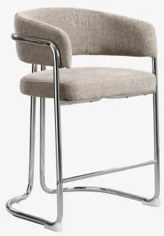 Banqueta Alta Com Encosto Estofado E Estrutura Em Ferro Zantria ↑65 Cm & Tecido Toupeira - Sklum