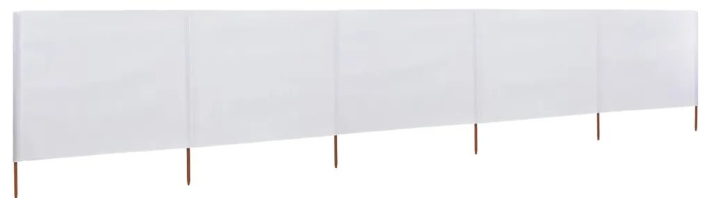 Para-vento com 5 painéis em tecido 600x80 cm cor areia branco