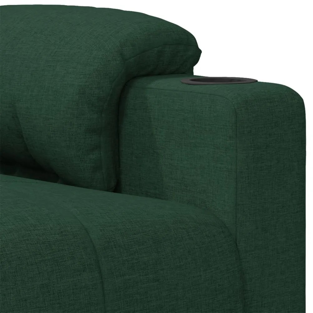 Poltrona de massagens elétrica tecido verde-escuro