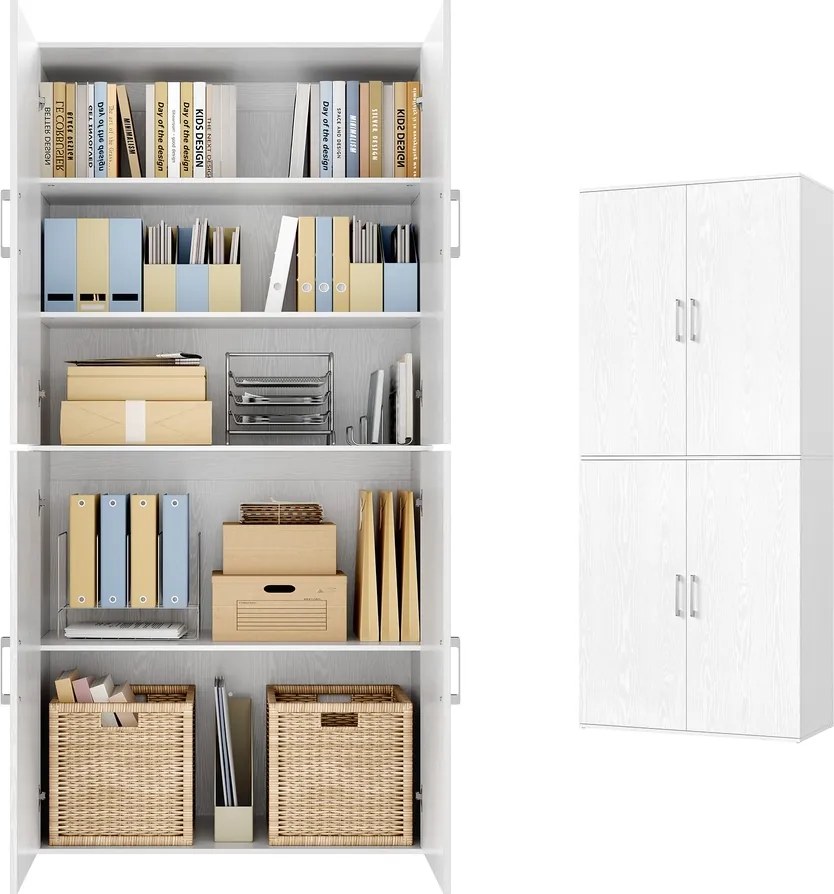 Armario multiusos 80 x 40 x 180 cm (L x P x A),, de aglomerado Branco