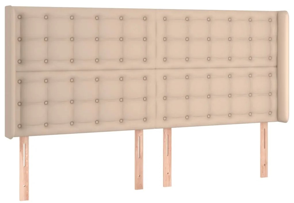 Cabeceira cama c/ LED couro artif. 183x16x118/128 cm cappuccino