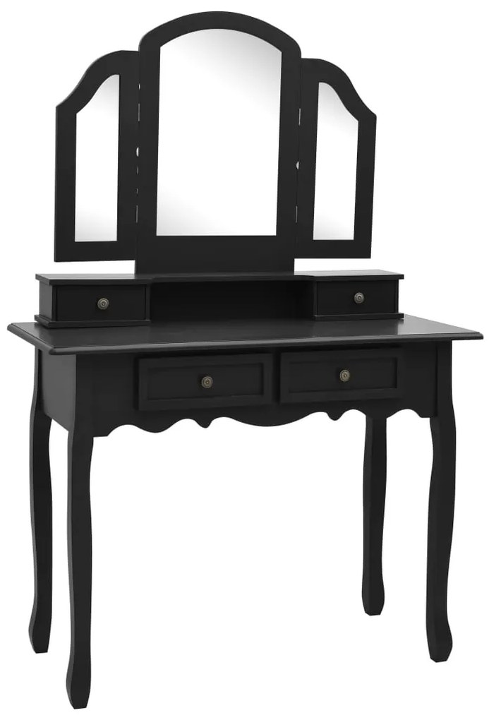 Conjunto toucador c/ banco 100x40x146cm madeira paulownia preto
