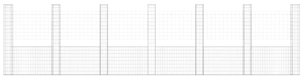 Cesto gabião em forma de U c/ 7 postes 740x20x200 cm ferro