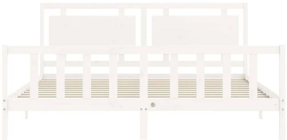 Cama sem colchão 200x200 cm madeira de pinho maciça branco