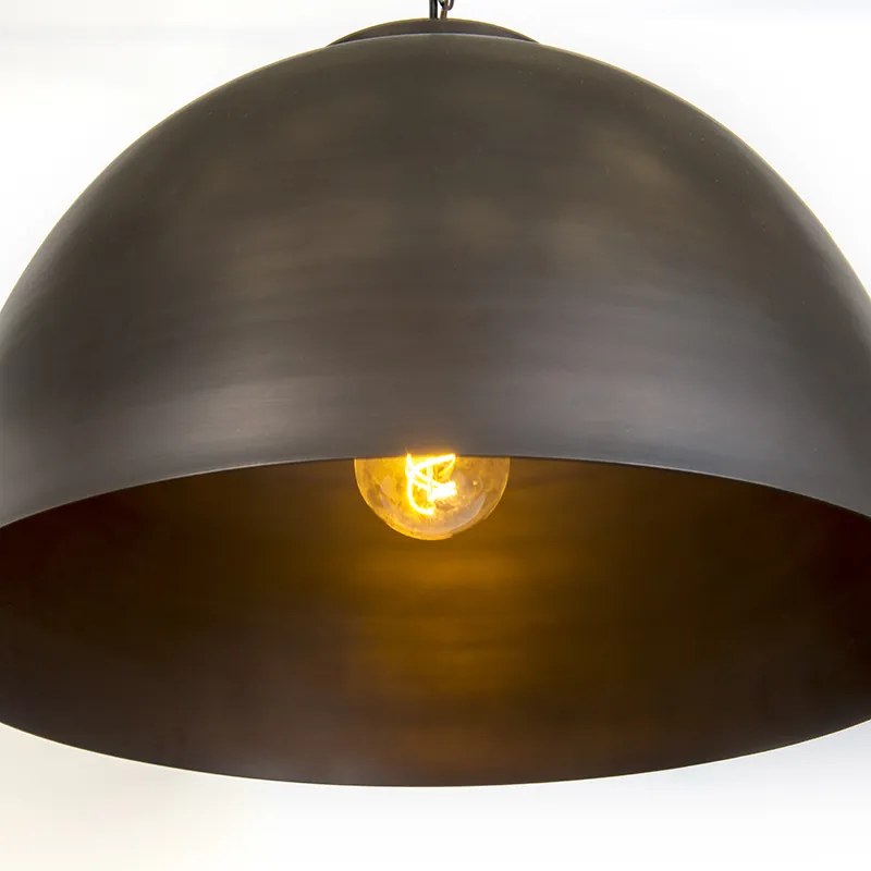 Candeeiro de suspensão industrial castanho antigo 60 cm - Hoodi Industrial