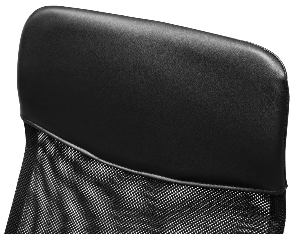 Cadeira de Escritório de Tecido de Malha Encosto para a Cabeça de PU Carga de 150 kg Preto